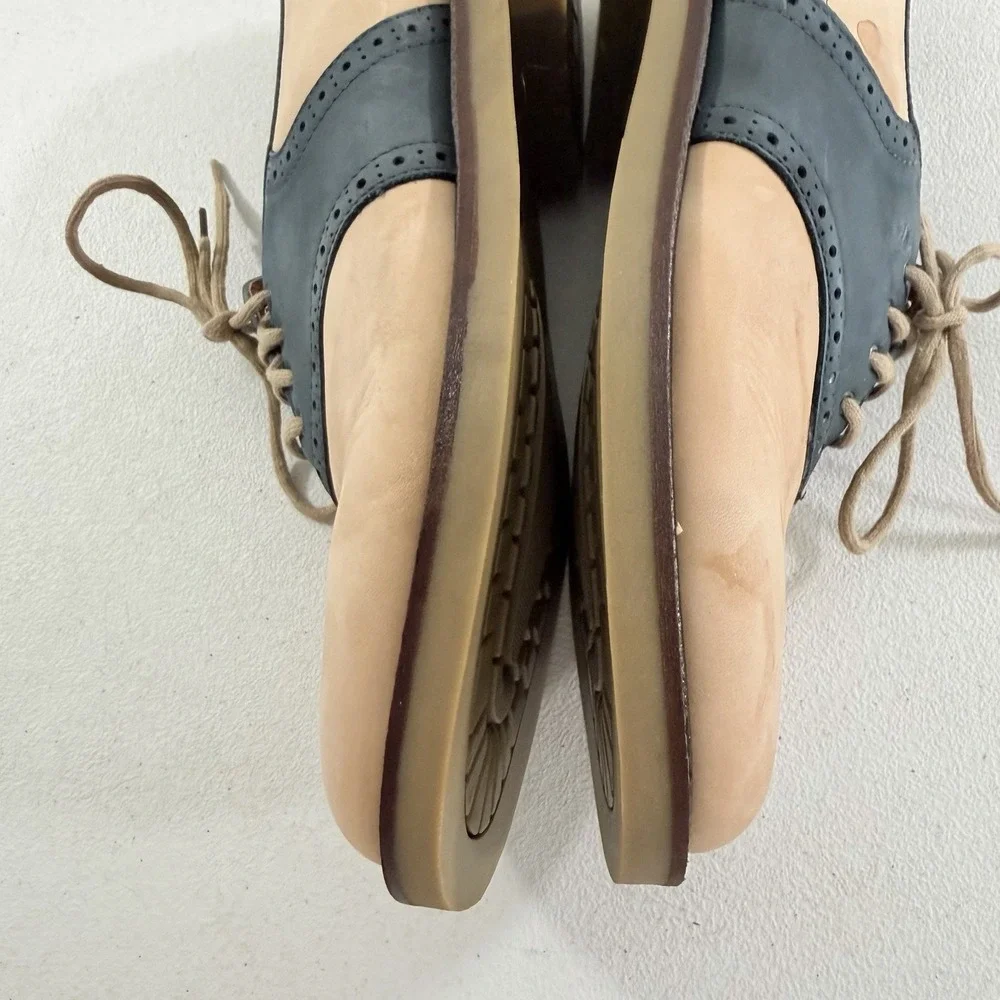 GH Bass Mens Saddle Oxford Suede Bone Multi Montgomery Blue Size 8 M W/‎ Box